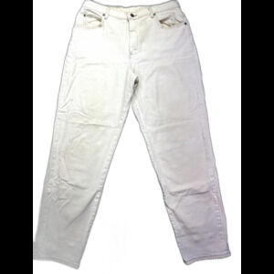 Lee Riders Womens Mom Jeans Size 16M Blue White‎ Relaxed Stretch Cabincore